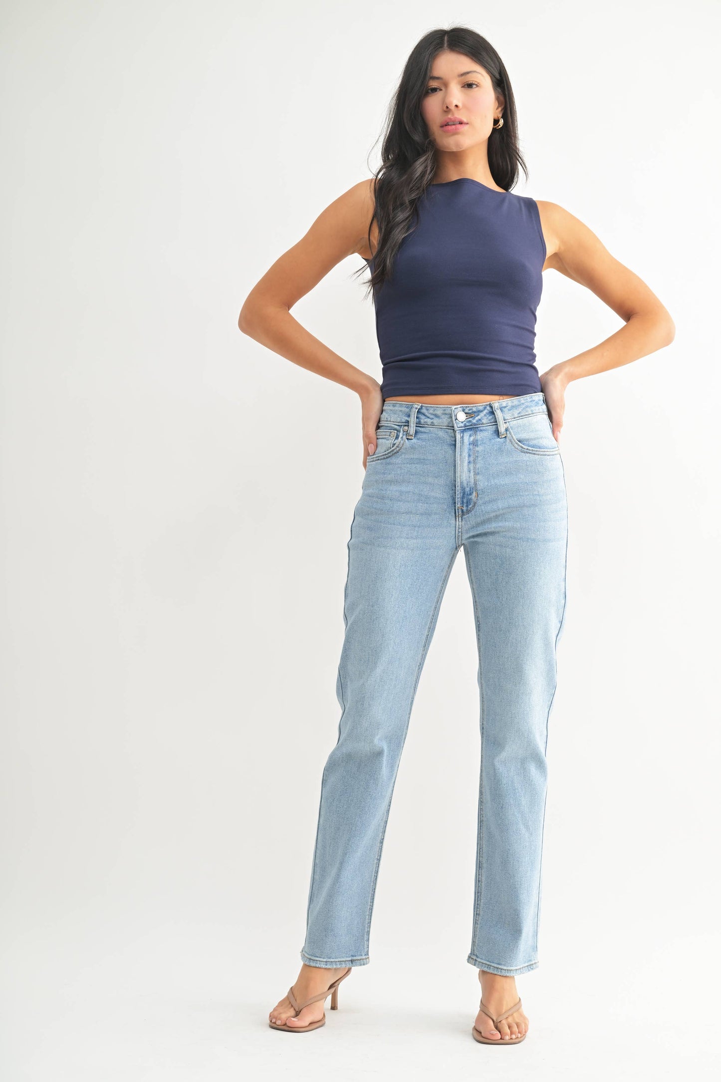 Light Denim Clean Stretch Straight Leg