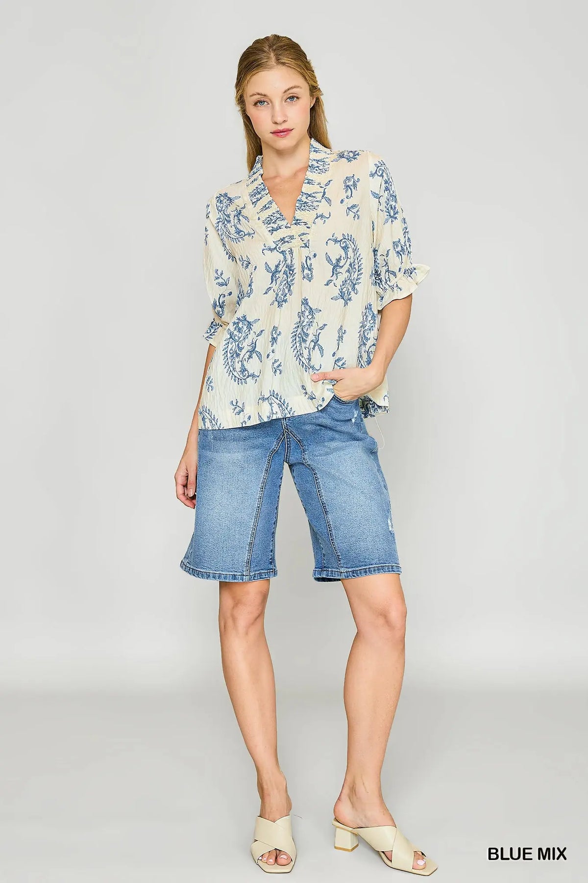 Willow Vine Ruffle Trim Blouse