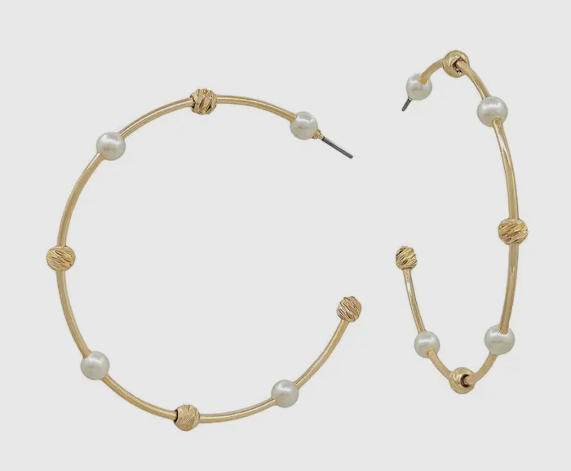 Skinny Pearl Hoops
