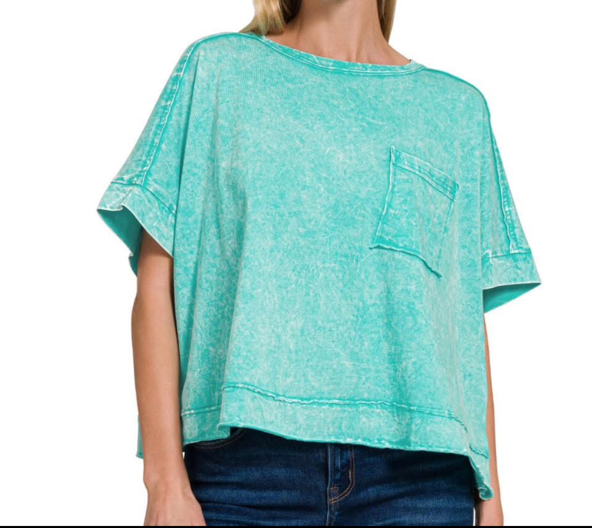 Mint Acid Wash Top