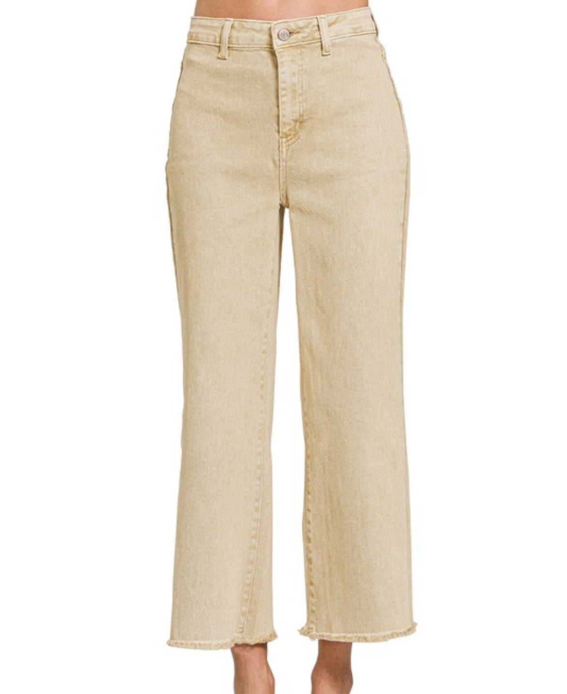 Raw Hem Wide Leg Jeans