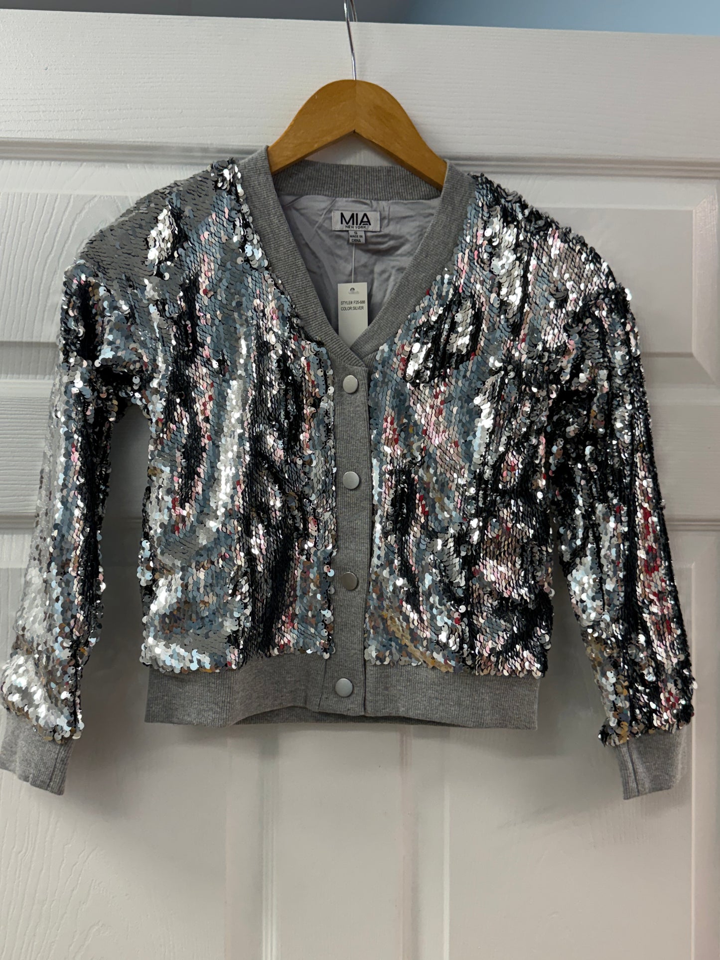 Kids Silver Sequin Cardigan