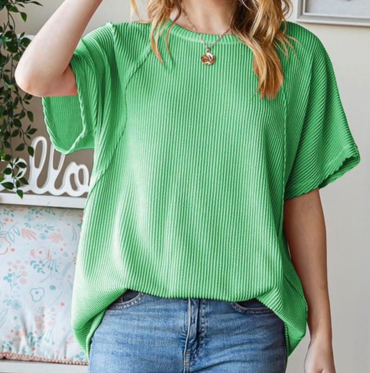 Round Neck Ribbed Top