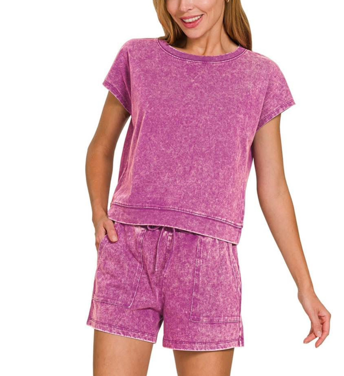 Plum Acid Wash Set