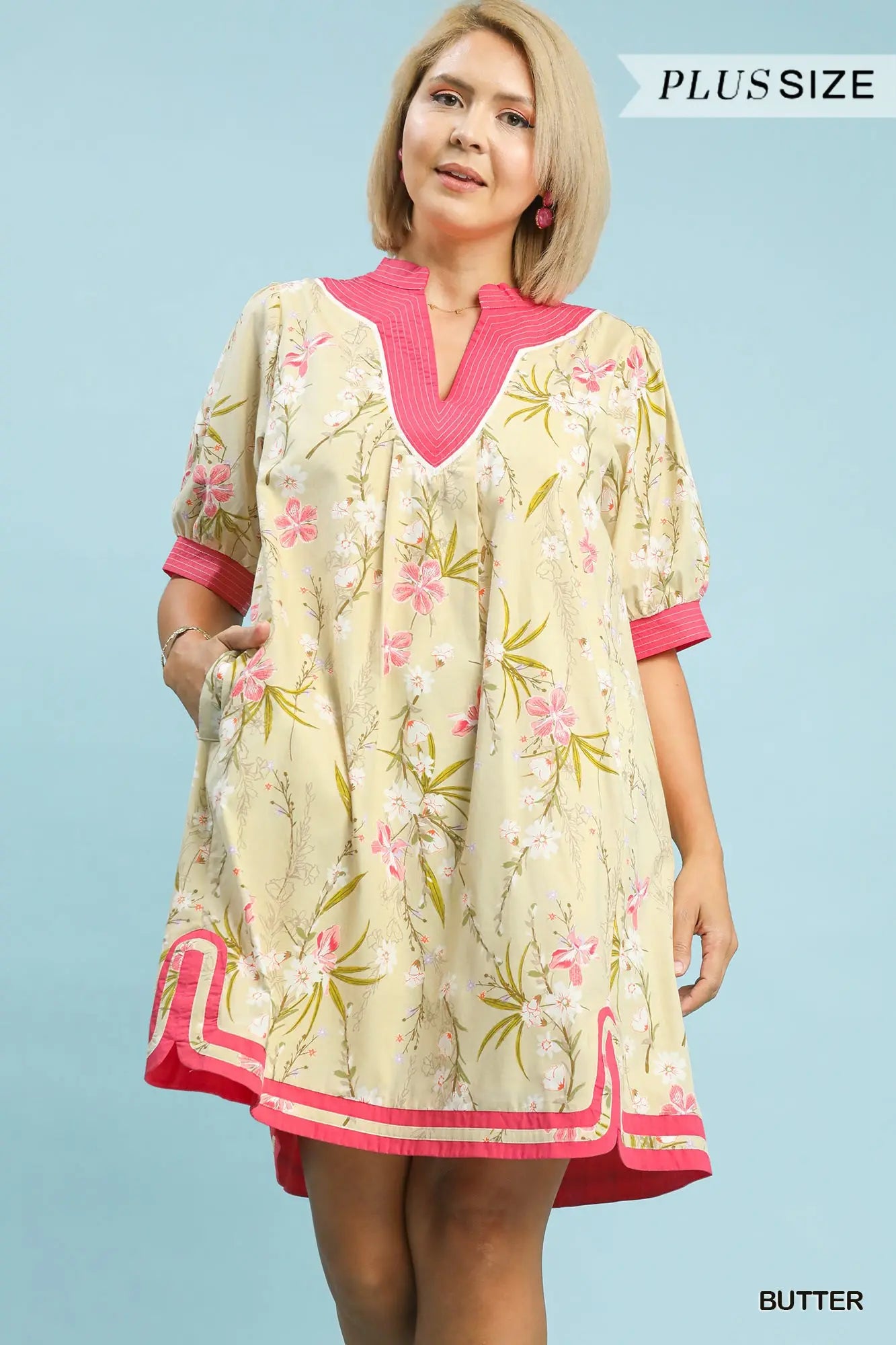 Cream & Pink Floral Dress
