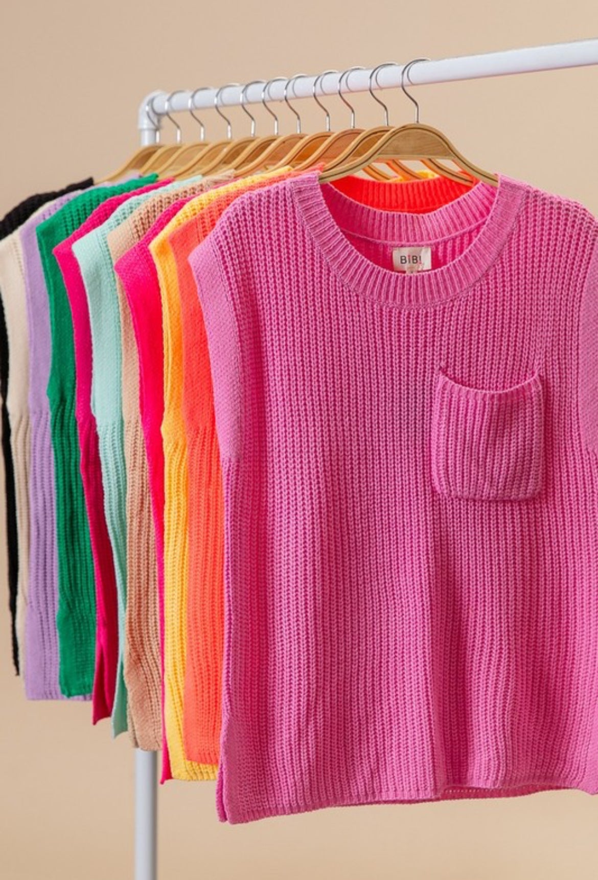 Lavender Patch Pocket Sweater Top