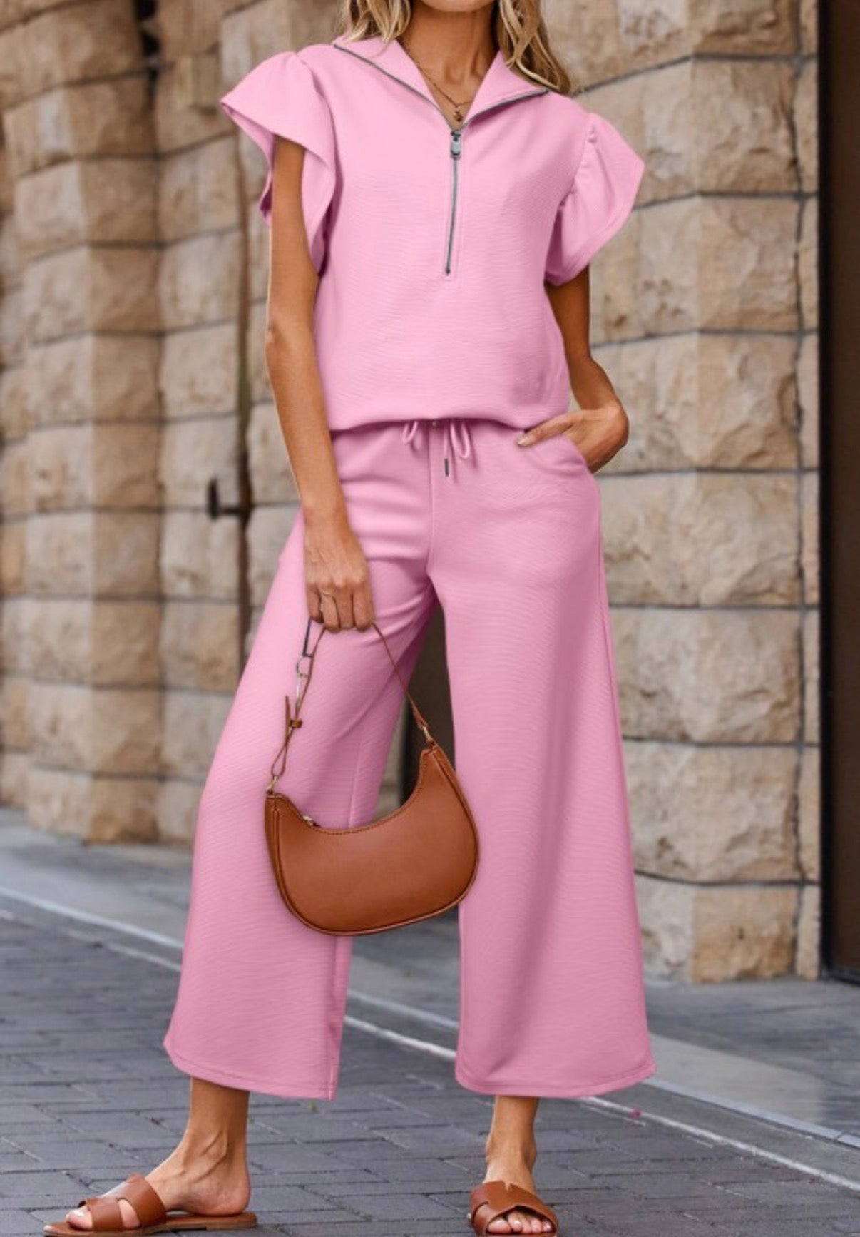 Pink Flutter Sleeve Set