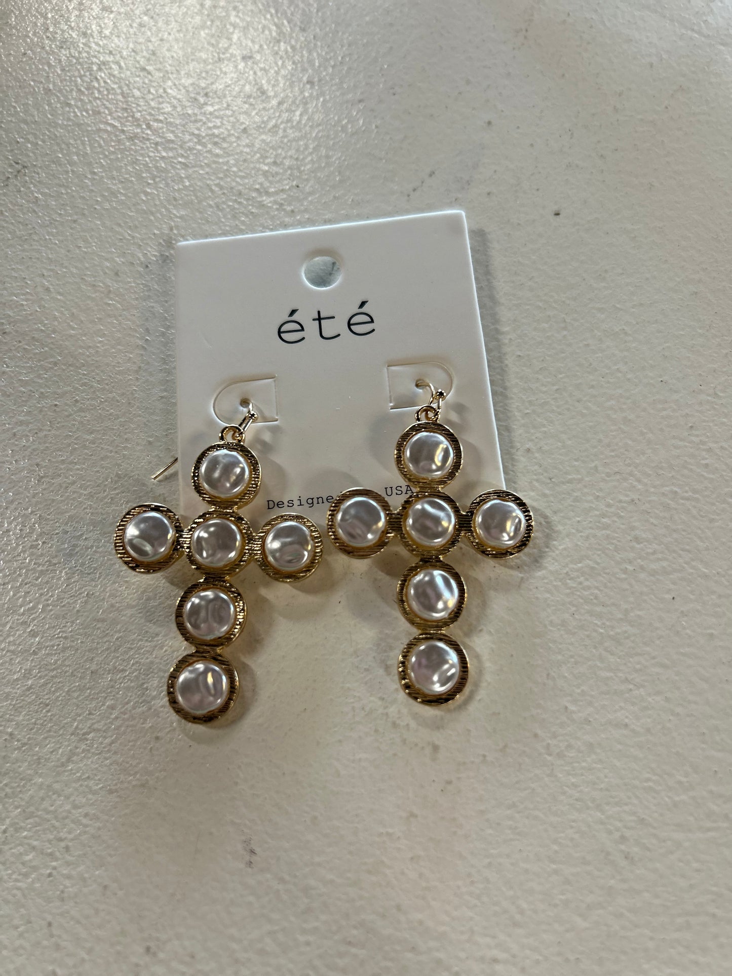 Cross Pearl Earrings