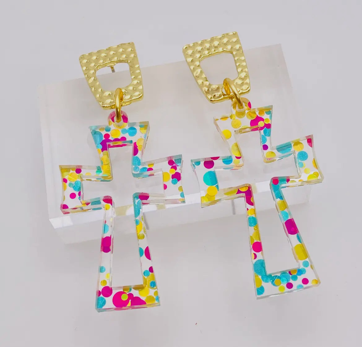Confetti Cross Earrings