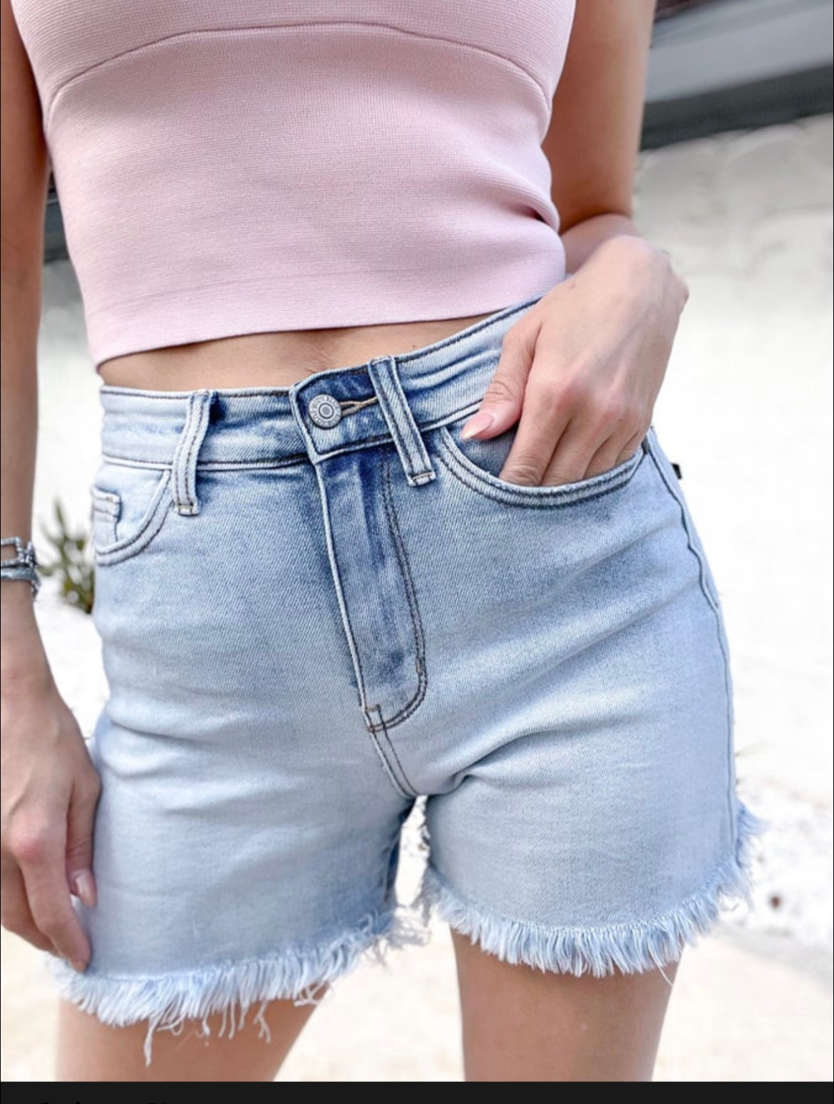 Judy Blue Frayed Dad Shorts