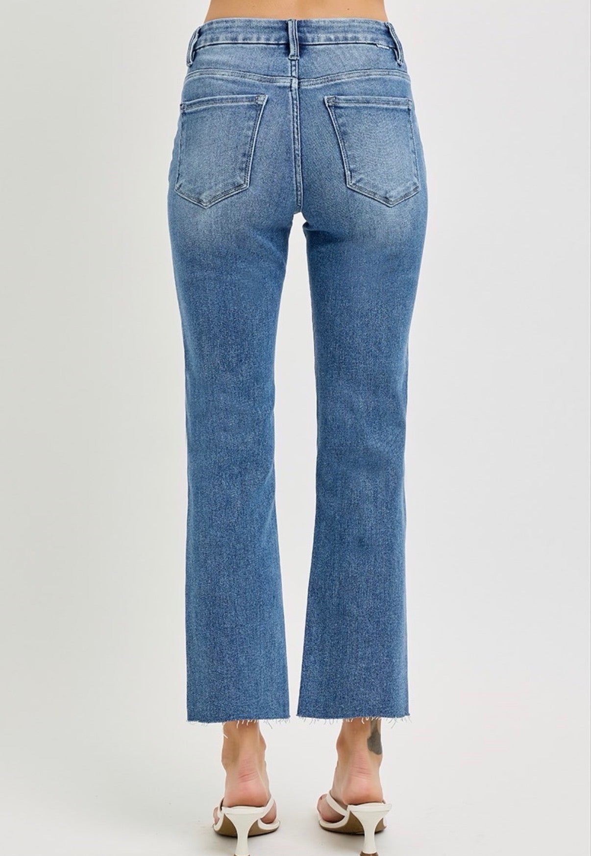 Tummy Control High Rise Cropped Straight Jeans