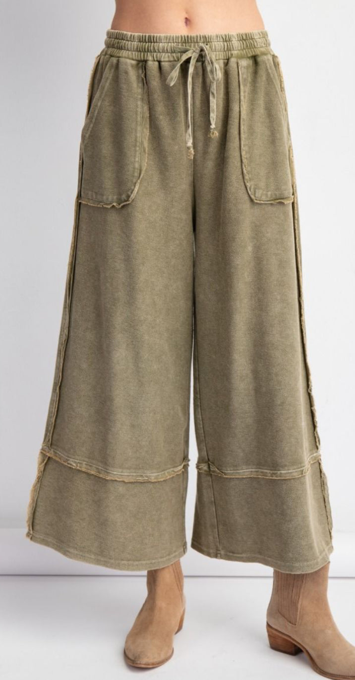 Acid Wash Wide Leg Pants