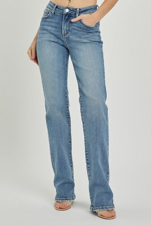 Mid-Rise Straight Jeans