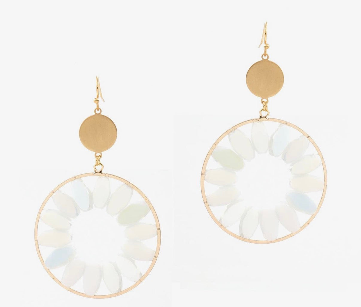 White Oval Earrings