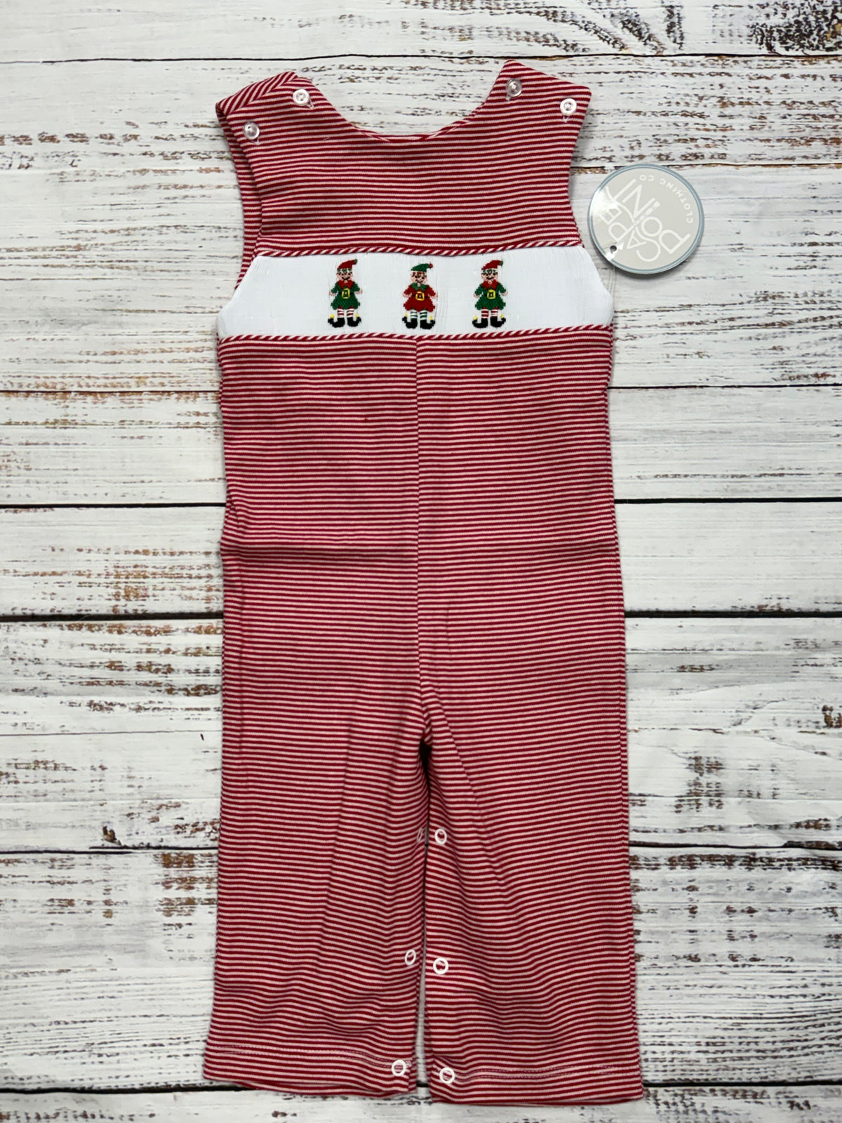 Elf Red Gingham Smocked Romper