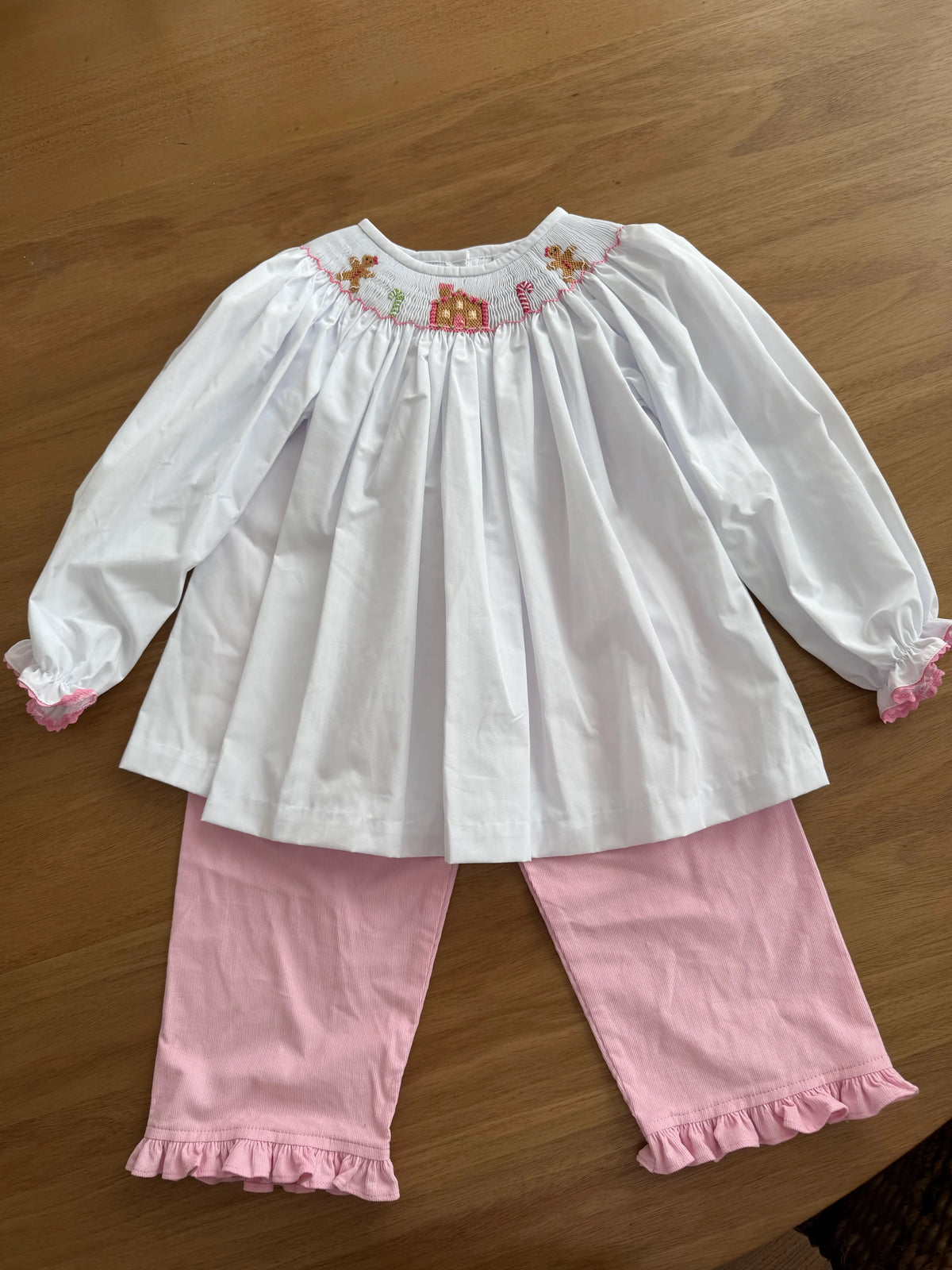 Gingerbread Smocked Bishop Top & Pant Set
