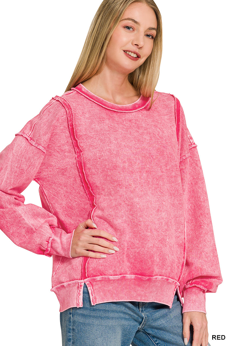 Red Acid Wash Sweatshirt