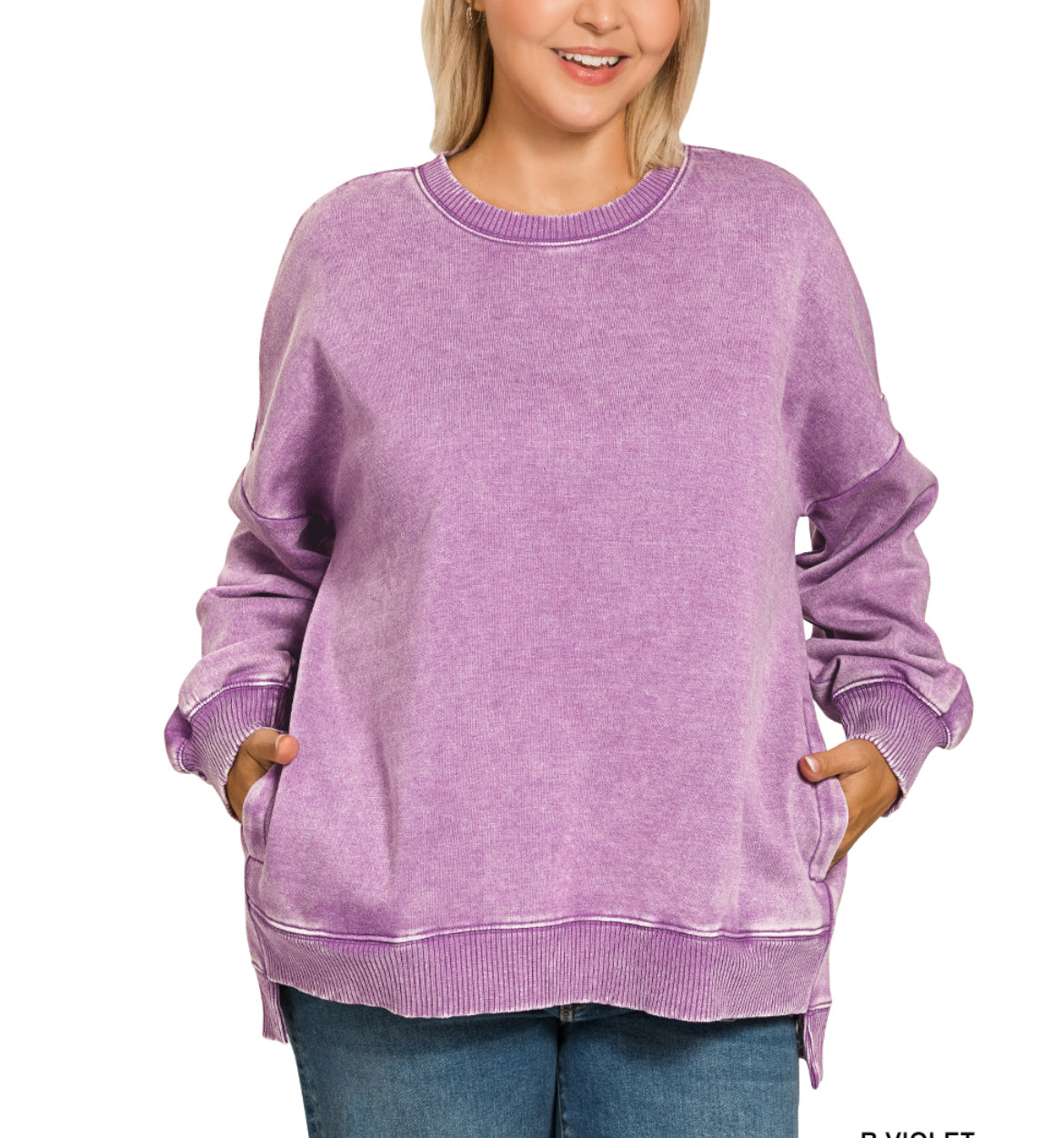 Acid Wash High-Low Pullover