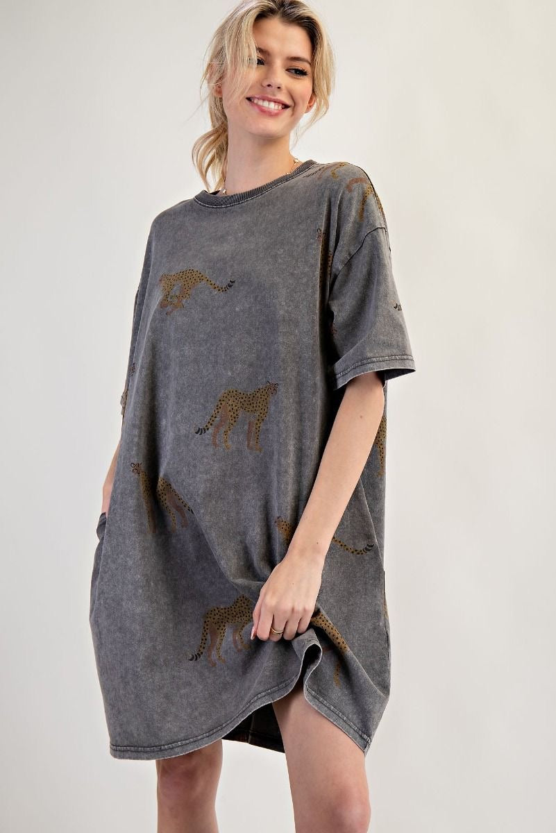 Cheetah Design T-Shirt Dress
