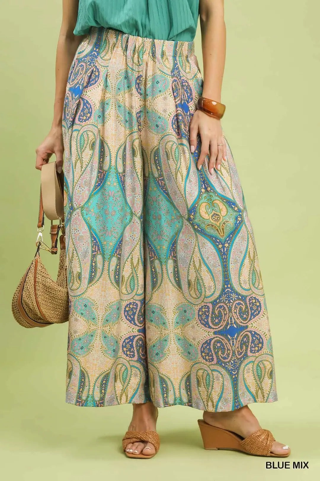 Blue Wide Leg Design Pants