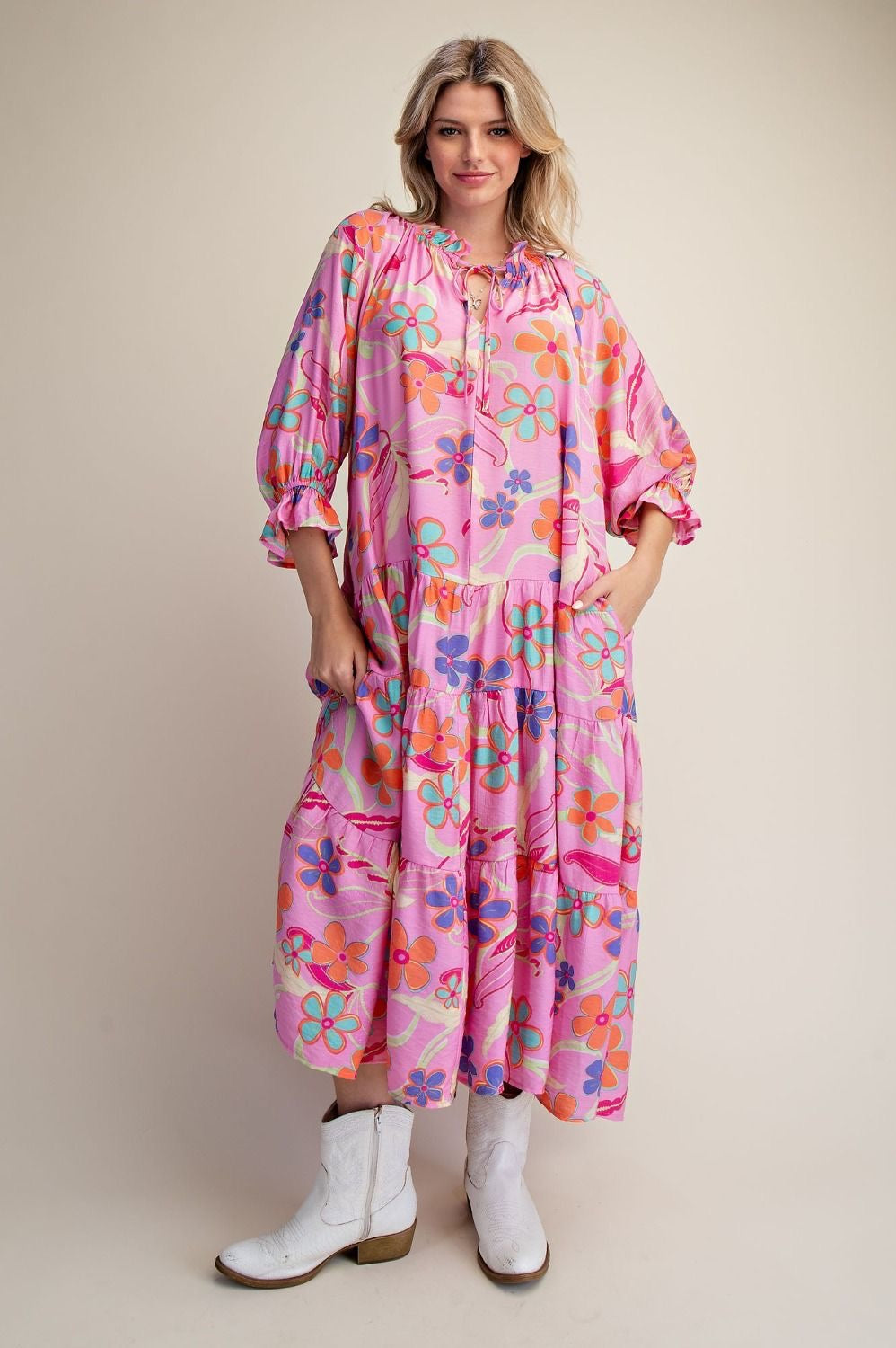 Pink Floral Maxi Dress