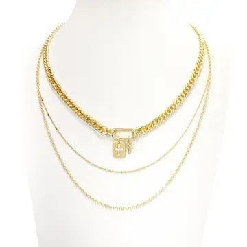 Layered Necklace With Cross