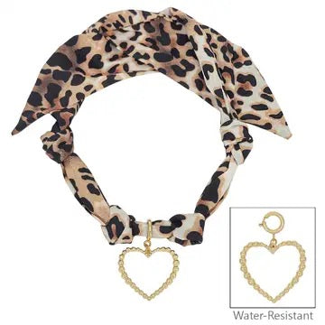 Cheetah Print Open Heart Scarf Necklace