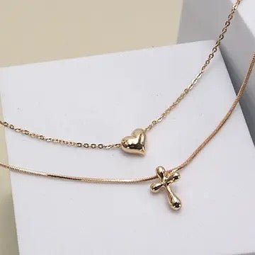 Heart & Cross Layered Necklace