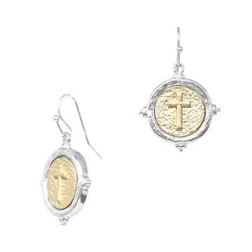 Gold and Silver Cross Plated Earrings