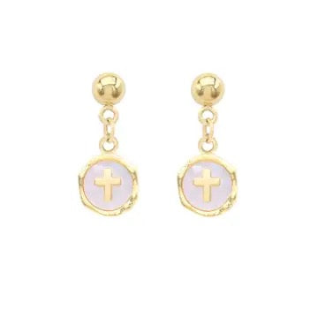Steel Cross Dangle Earrings