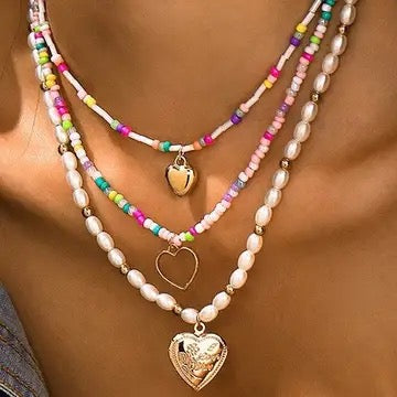Colorful Heart Necklace Set