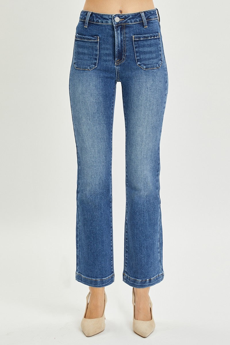 Ankle Bootcut Patch Pocket Jeans