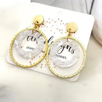 Round Gold & Clear Earrings