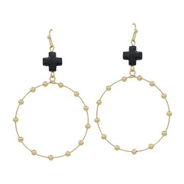 Black and Gold Dangle Earrings
