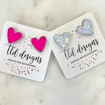 Glitter Heart Earrings