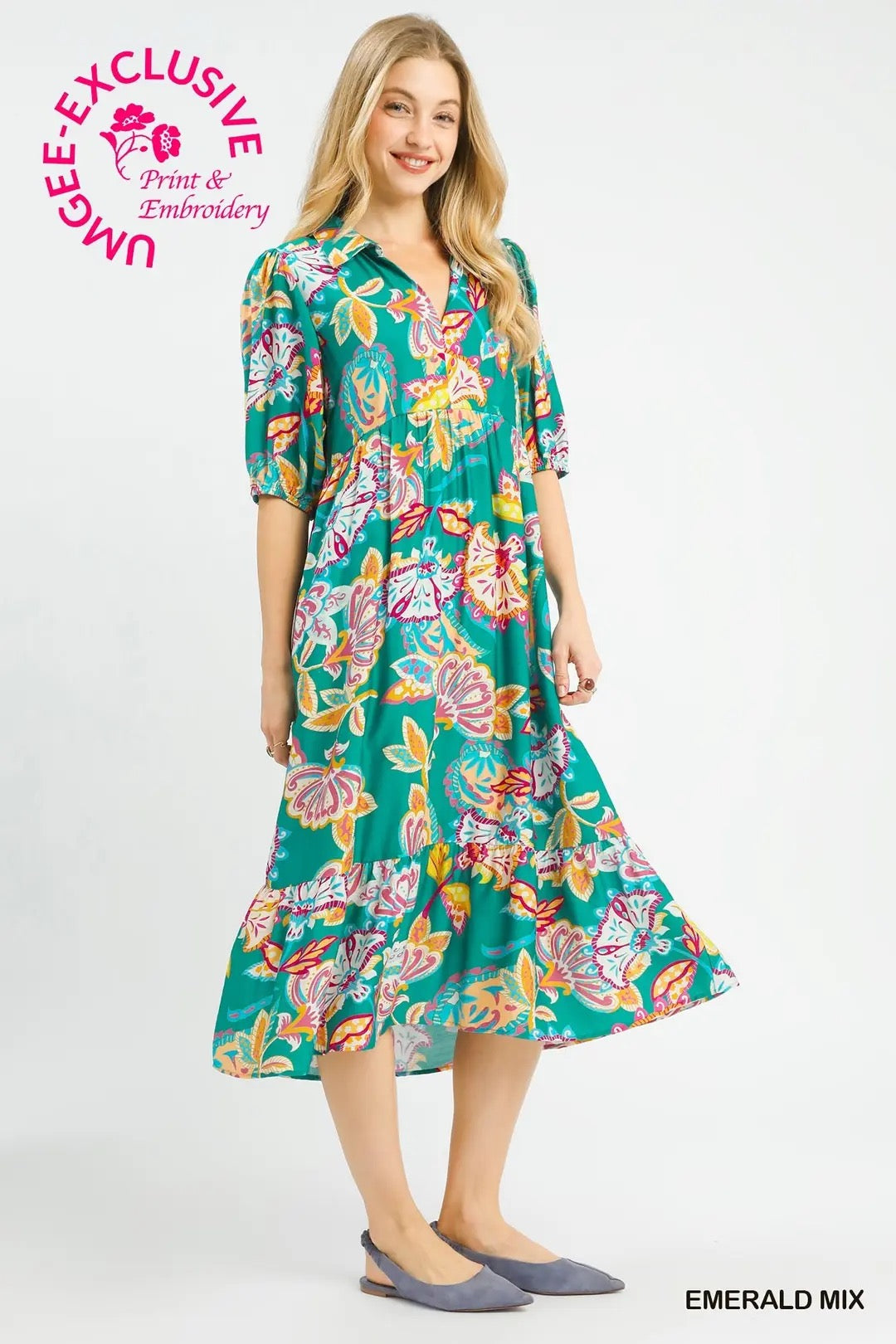 Teal Floral Dress
