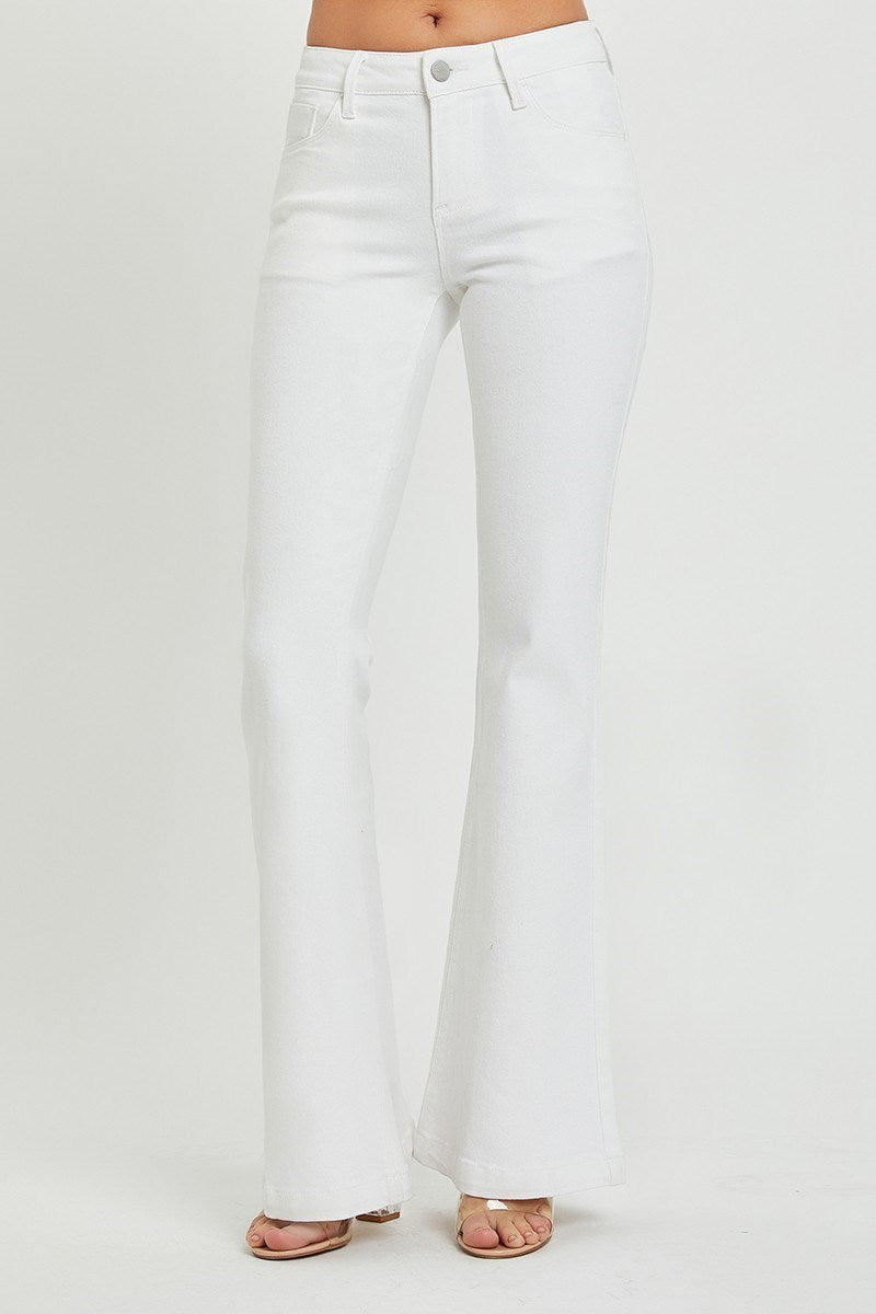 White Tummy Control Low Rise Jeans