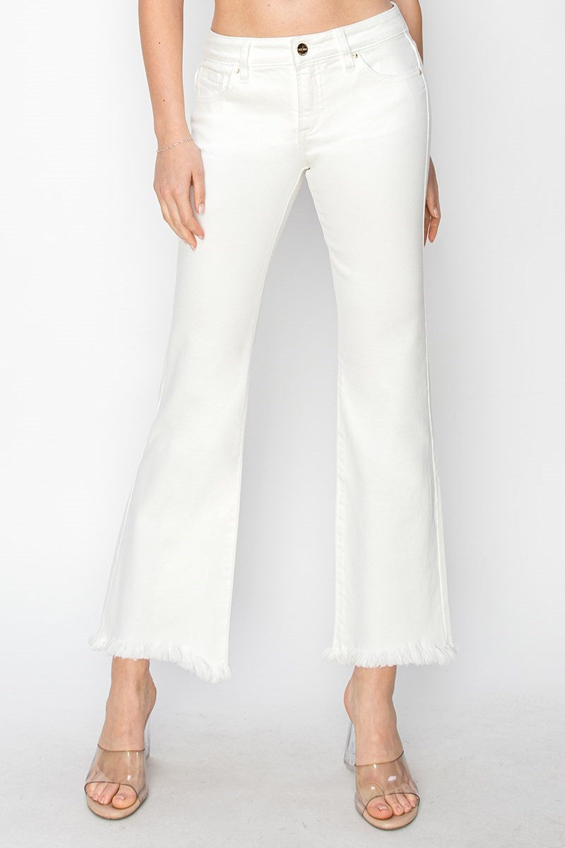 White Tummy Control Cropped Jeans