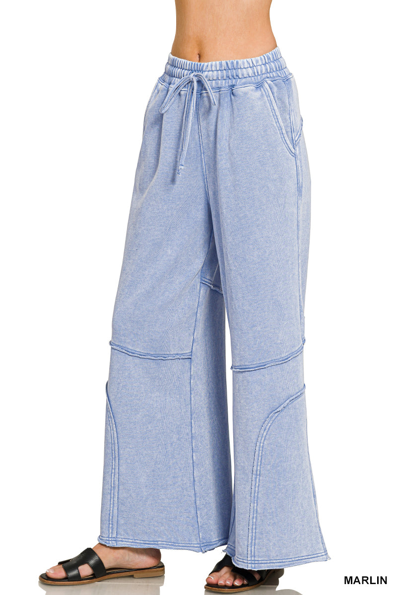French Terry Washed Flare Pants
