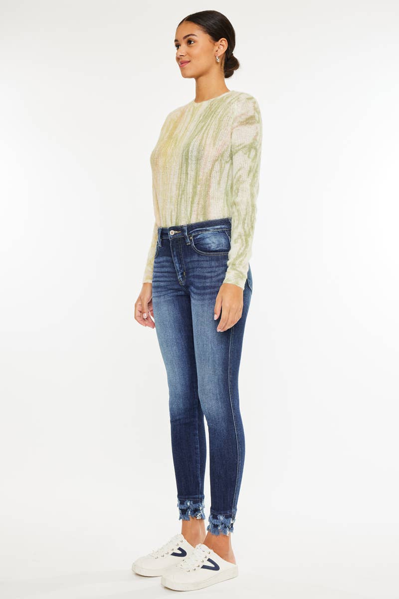 Dark Skinny Frayed Jeans