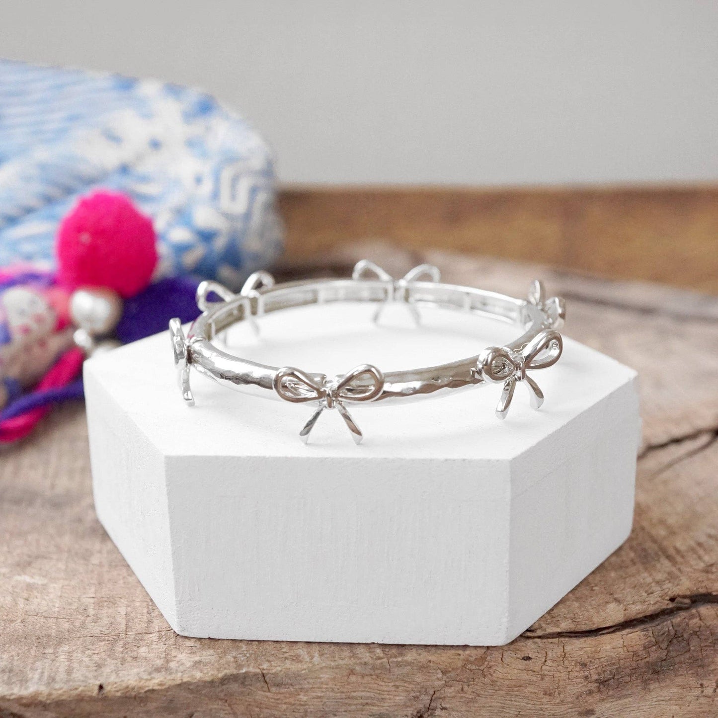 Bow Bangle Bracelet - Gold Silver Tone