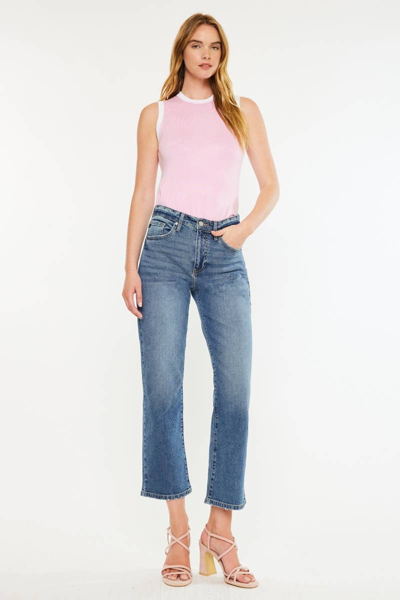 High Rise True Straight Jeans
