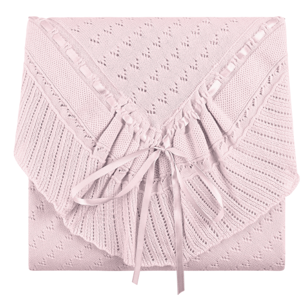 Pointelle Knit Ruffle Blanket