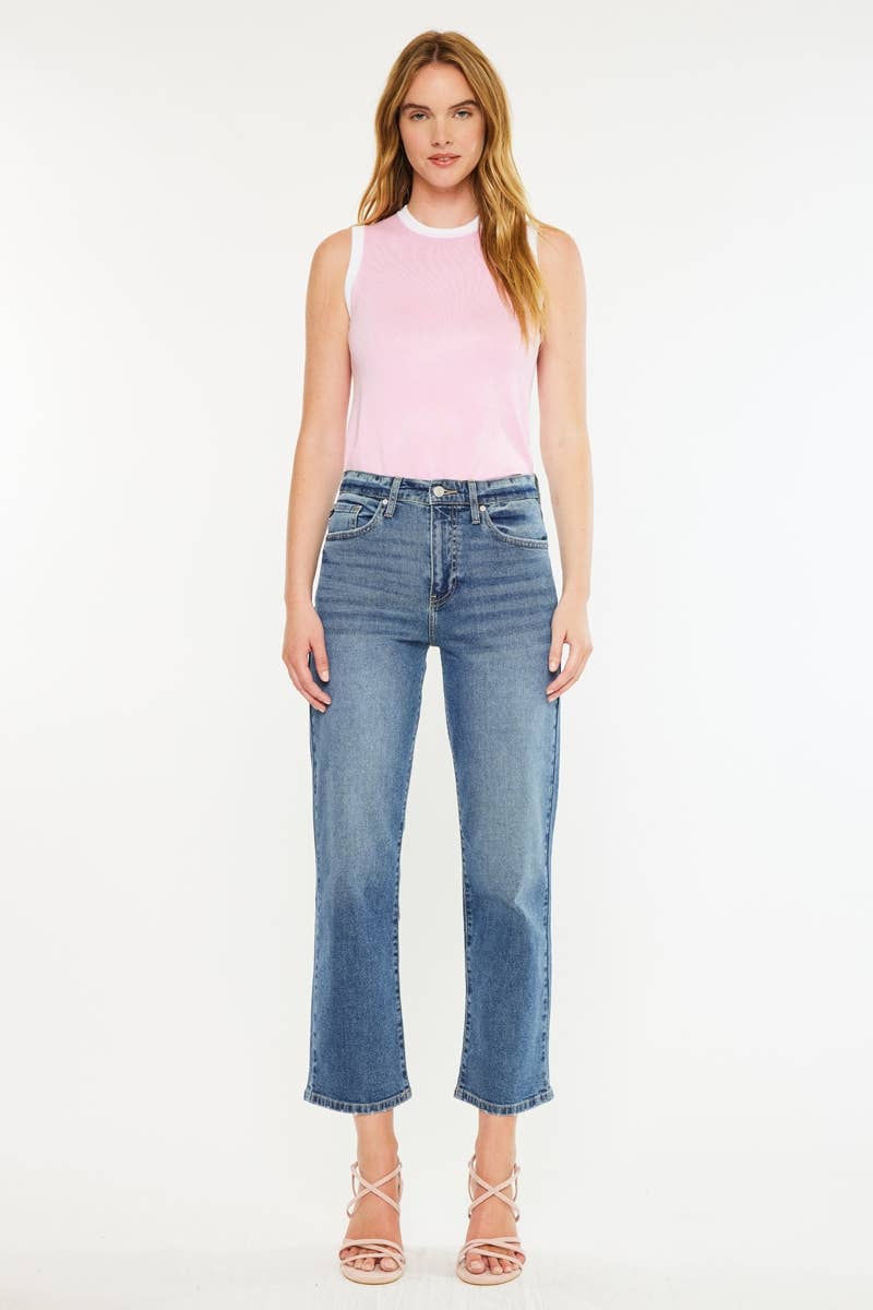 High Rise True Straight Jeans