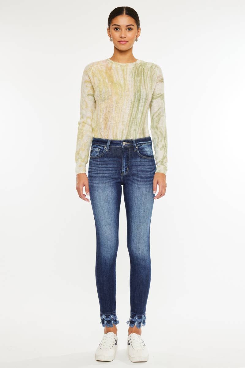 Dark Skinny Frayed Jeans