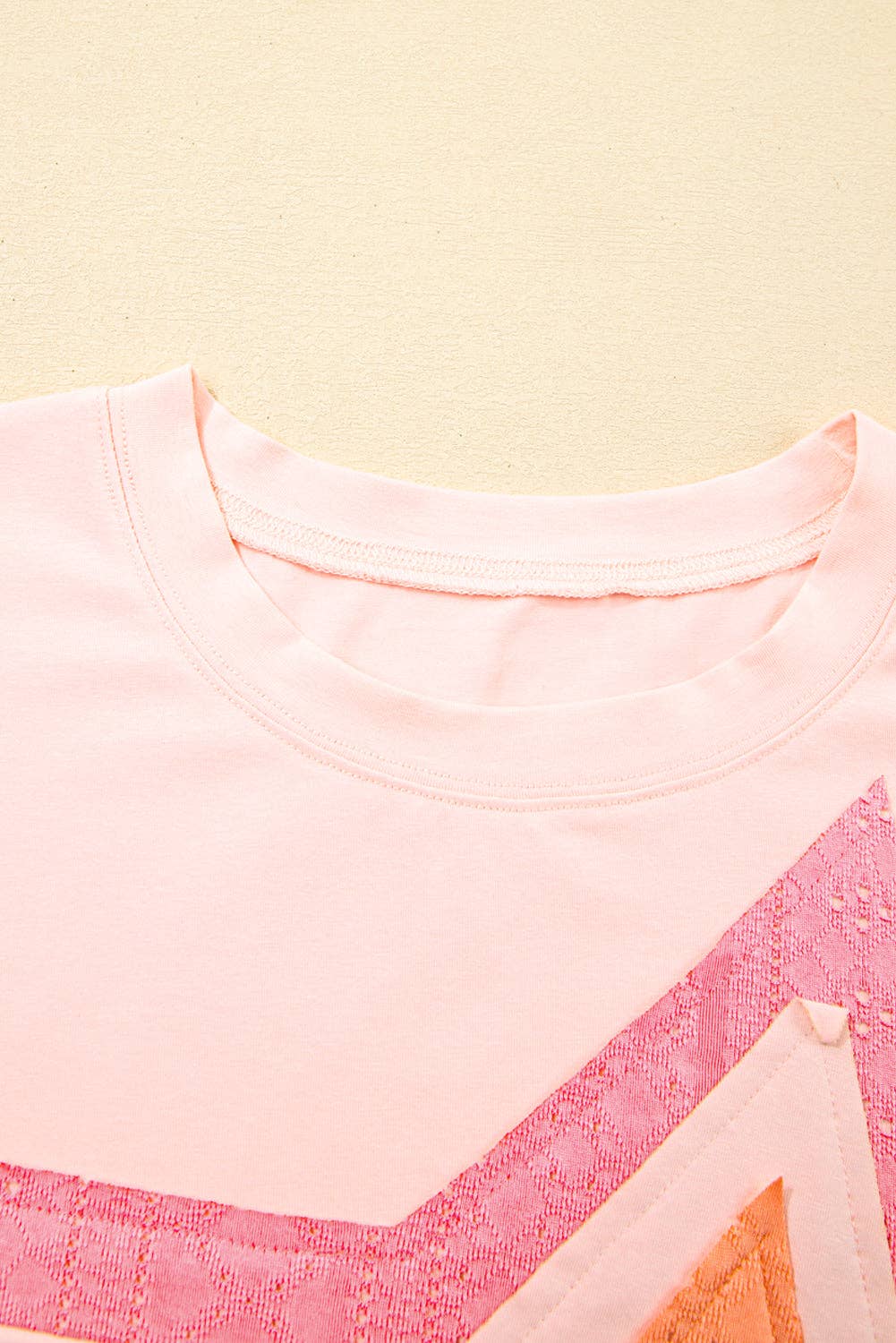 Light Pink Eyelet Lace Star Applique Plus Size T Shirt