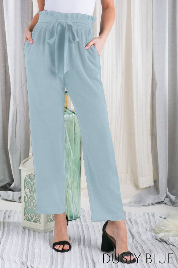 SOLID CASUAL WIDE PANTS WITH WAIST BAND