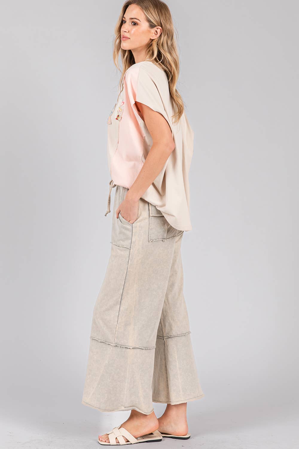 MINERAL WASHED TERRY KNIT PANTS