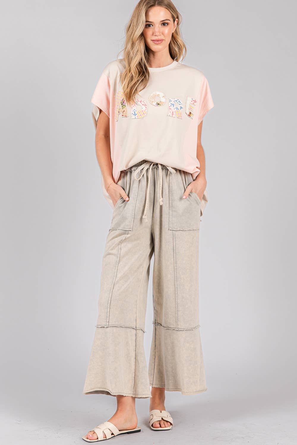 MINERAL WASHED TERRY KNIT PANTS