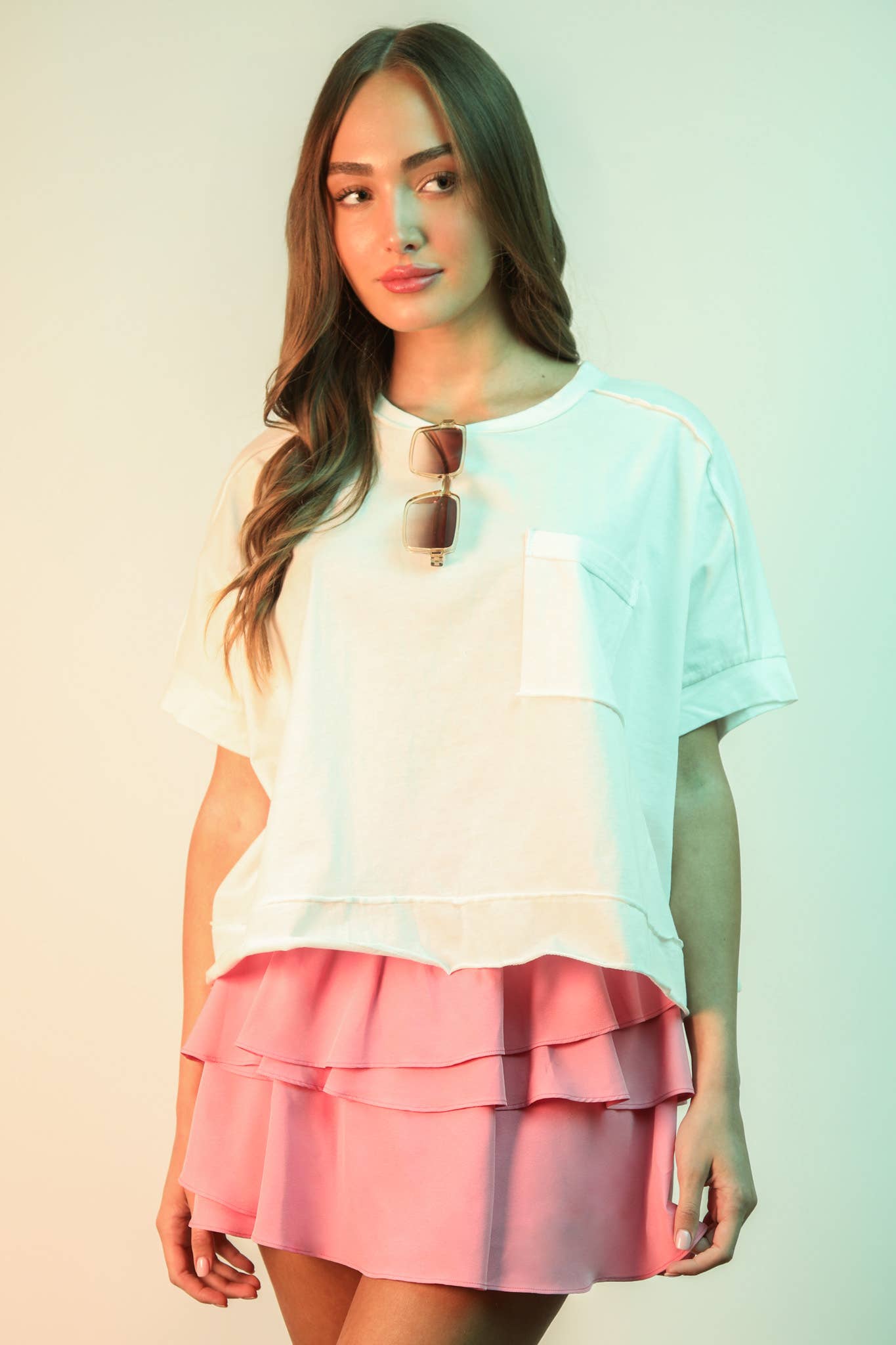 NT11429-Mineral Washed Oversized Crop Comfy Knit Top